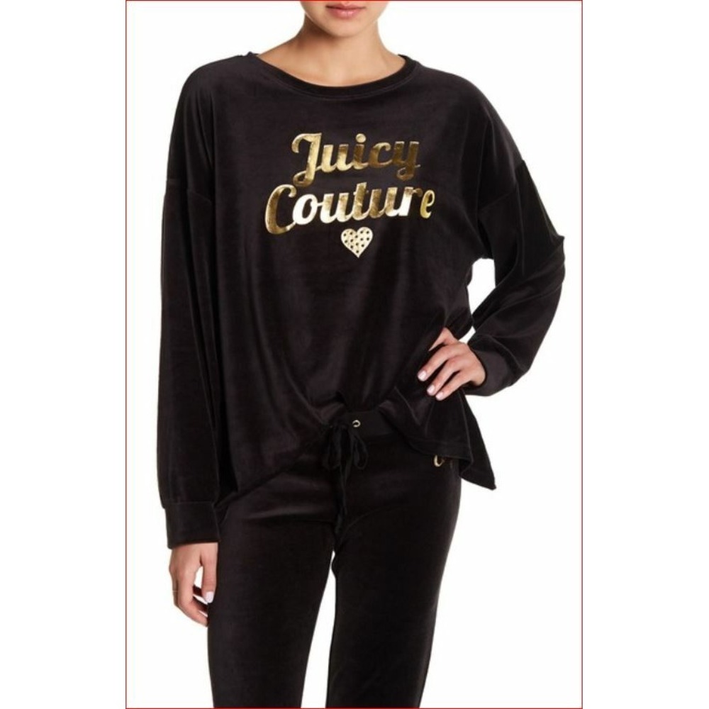 Juicy Couture Womens Oversized Sweatshirt Pink Cursive Heart Logo S OWTKT147346
